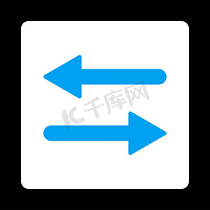 箭头交换水平平面蓝色和白色圆形按钮