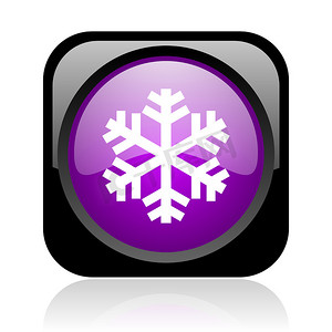 雪花黑色和紫色方形 web 光泽图标
