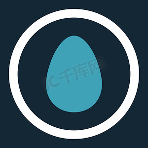 鸡蛋平面蓝色和白色颜色圆形光栅图标