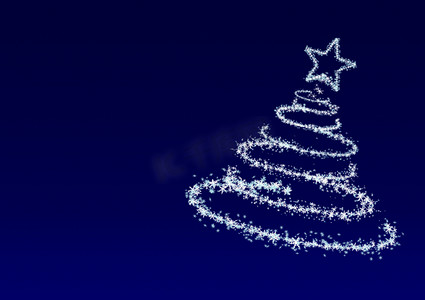 蓝色背景下的雪花圣诞树