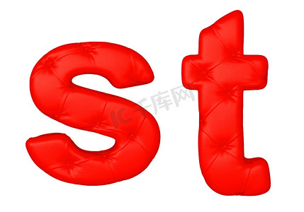豪华红色皮革字体 S T 字母