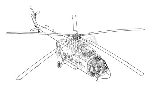 大纲图标摄影照片_直升飞机工程图