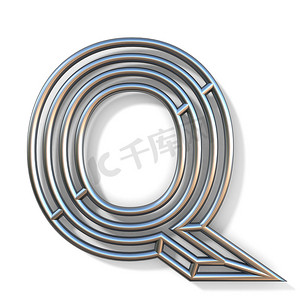 线轮廓字体字母 Q 3d