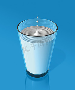 牛奶杯中的一滴牛奶和涟漪