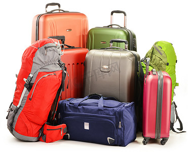 帆布旅行包摄影照片_包括大手提箱帆布背包和旅行包的行李