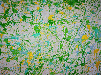 绿色、蓝色、黄色彩绘抽象背景