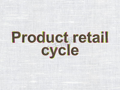 广告概念： 织物纹理背景上的产品零售周期