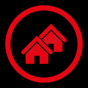 房地产平面红色圆形字形图标