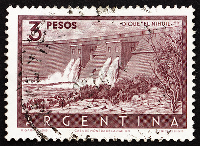 通信施工摄影照片_“邮票阿根廷 1956 尼韦尔大坝，门多萨”