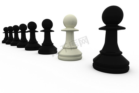 白色棋子与黑色棋子站在一起