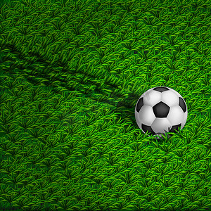 踢足球的矢量摄影照片_一个在草地上滚动的足球