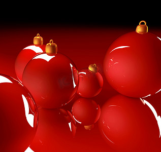 圣诞有光泽的小玩意红球 3d 渲染
