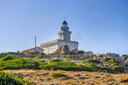 在 Capo Testa，撒丁岛的灯塔