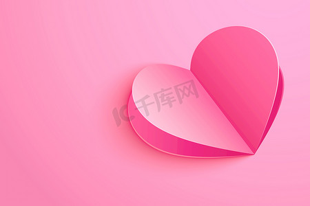 海报折纸摄影照片_情人节背景与纸形心粉红色柔和。