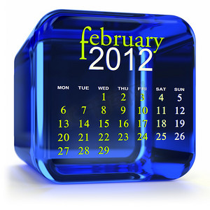 蓝色二月日历