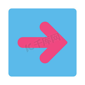 箭头向右平粉色和蓝色圆形按钮