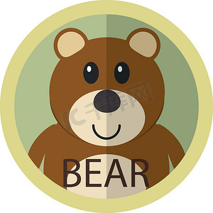 可爱的棕熊卡通平面图标头像圆圈
