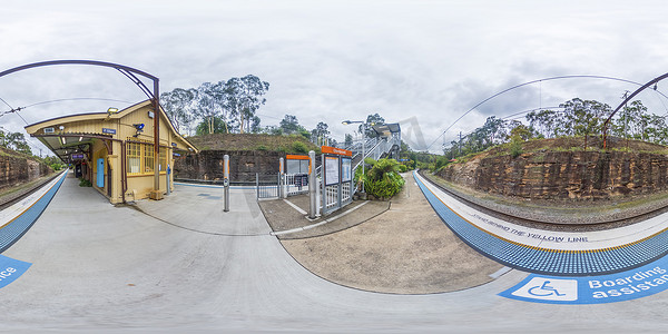360度摄影照片_澳大利亚地区格伦布鲁克火车站球形360度全景照片