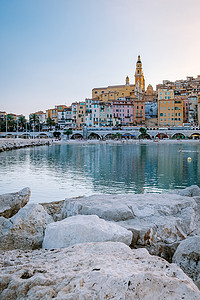 Menton France,Cote d Azur France, View on old part of Menton, Provence-Alpes-Cote dAzur, 法国