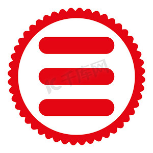 堆叠平红色圆形邮票图标