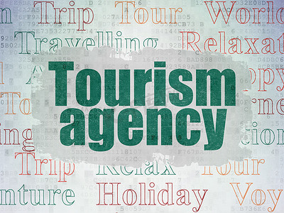假期概念： 数字数据论文背景上的旅游局