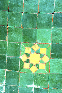 在非洲瓷砖绿色黄色抽象摩洛哥