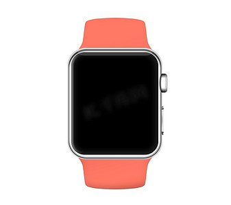 银色铝壳橙杏色运动表带智能手表
