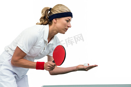 打乒乓球的女运动员