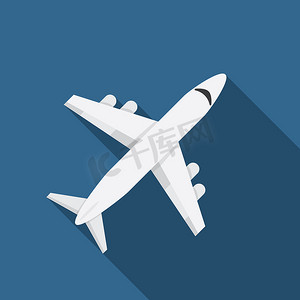 空气图摄影照片_平面设计现代矢量图的飞机图标与长长的影子