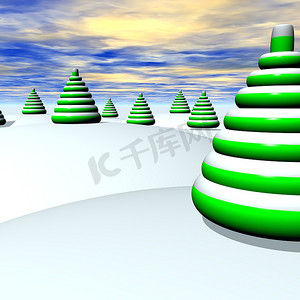 绿色植物剪贴画摄影照片_圣诞树和雪