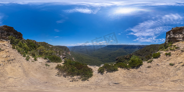 从国王高地拍摄的贾米森山谷球形 360 度全景照片
