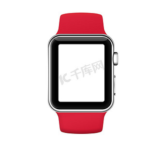 玫瑰银铝壳智能手表和红色运动表带