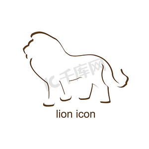 猫咪纹身图案摄影照片_白色背景上的狮子图标