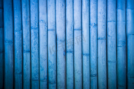 蓝色竹墙背景