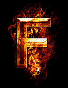 f, b 上带有镀铬效果和红火的字母插图