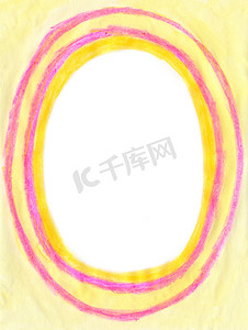 手绘的椭圆形摄影照片_椭圆形黄色画框