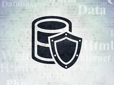 数据库概念： 数字数据论文背景上带盾牌的数据库