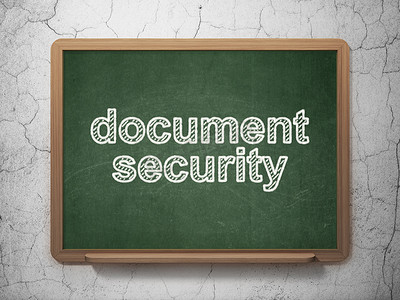 安全文档摄影照片_保护概念： 黑板背景上的文档安全