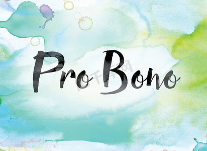 Pro Bono 彩色水彩和水墨艺术字
