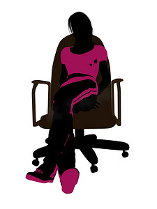 坐在椅子剪影上的女性锻炼
