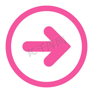 箭头右平粉红色圆形光栅图标