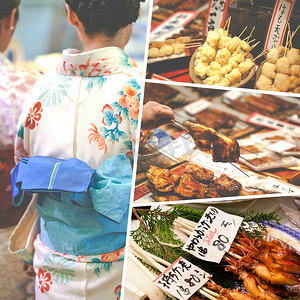 日本美食图片拼贴-旅游背景（我的照片）