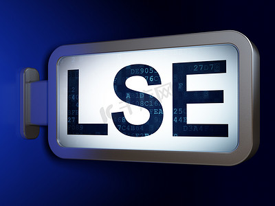 蓝色股票海报摄影照片_股票市场指数概念：广告牌背景上的 LSE