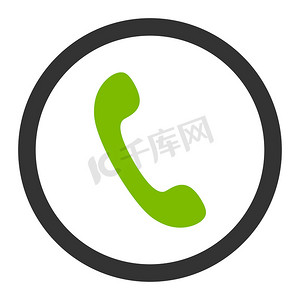 电话平面生态绿色和灰色圆形光栅图标