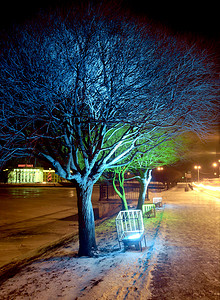 街道夜摄影照片_圣诞灯饰