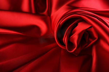 红丝绸摄影照片_美丽的红丝绸