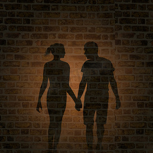 墙上的男人和女人的影子