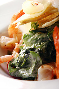 地区美食摄影照片_海鲜美食虾沙拉