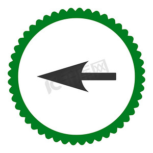 尖锐的左箭头平面绿色和灰色圆形邮票图标