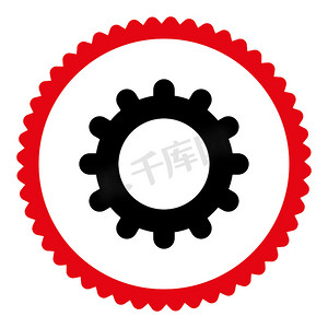 app扁平图标摄影照片_齿轮扁平密集的红色和黑色圆形邮票图标